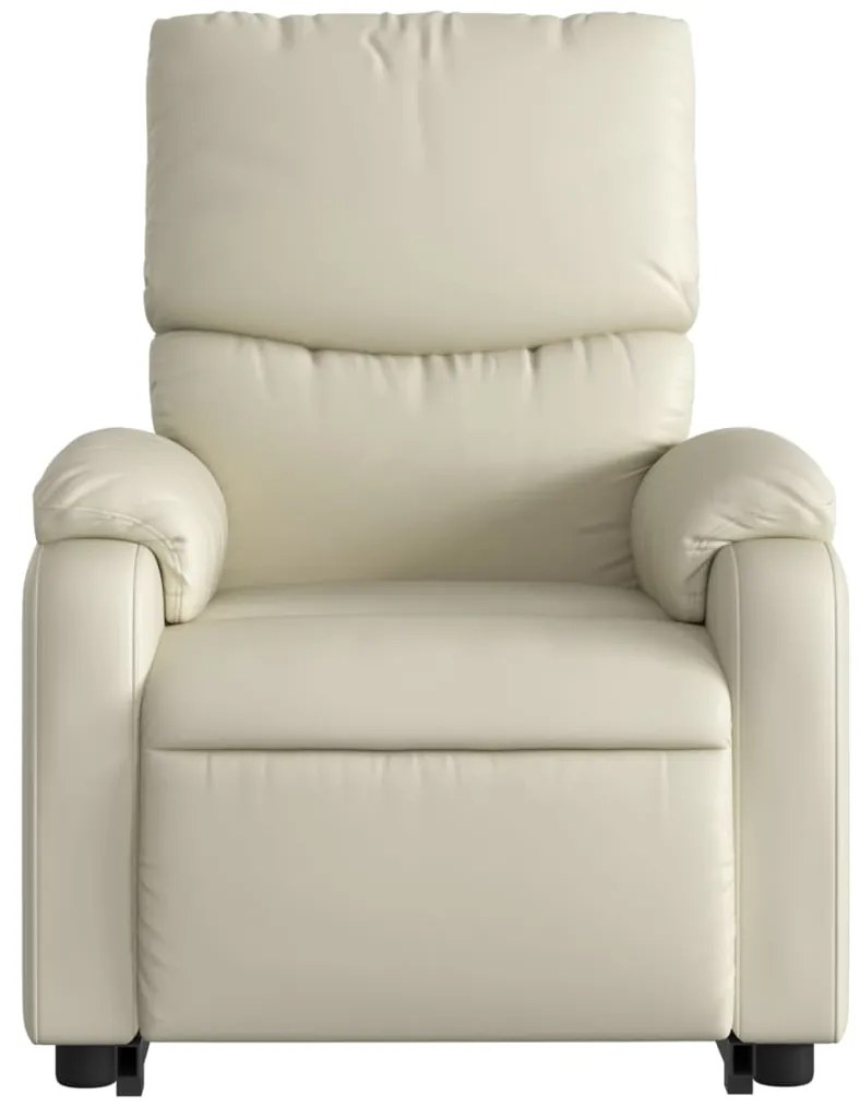 Poltrona reclinável elevatória couro artificial cor creme