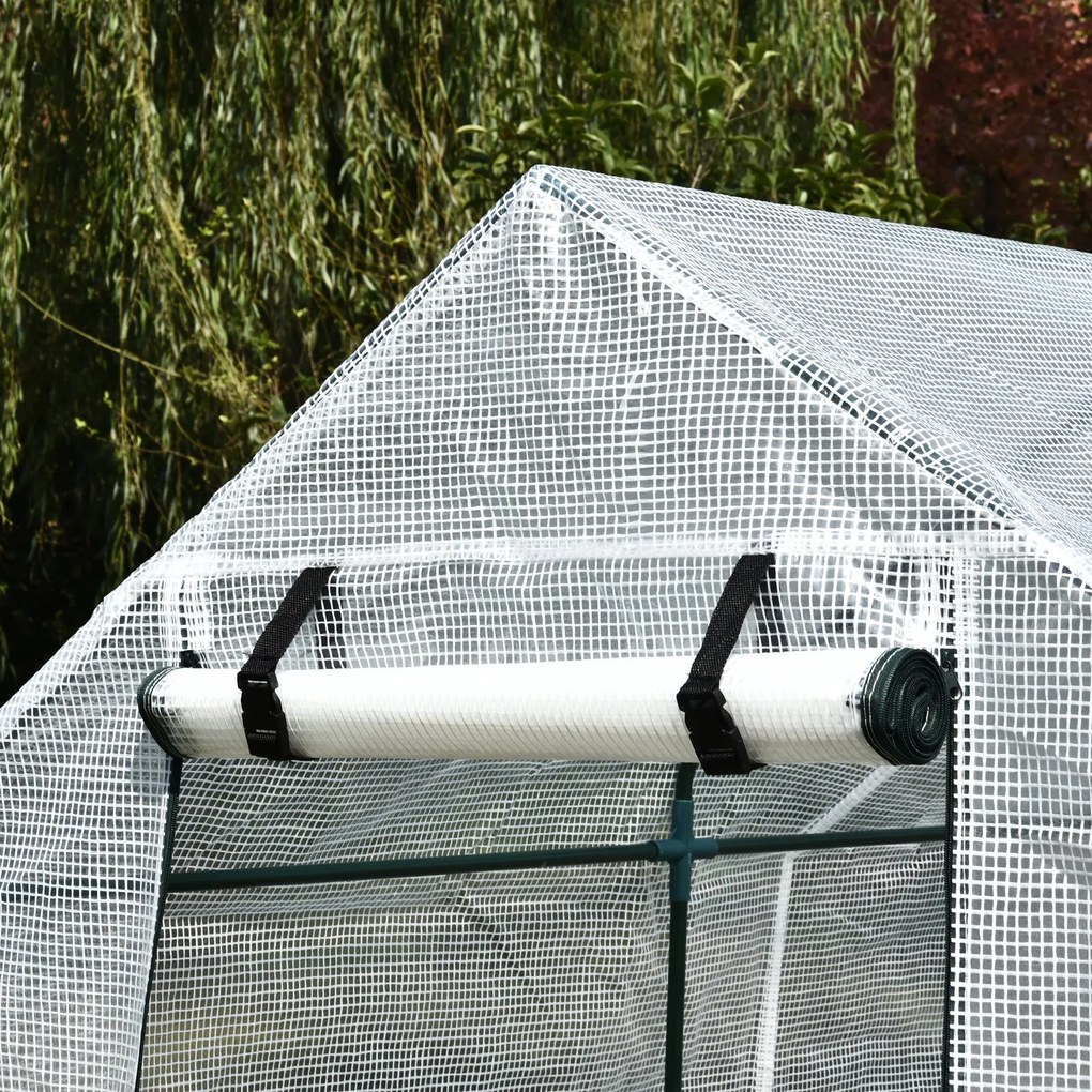 Estufa com prateleiras para flores, cultivo de plantas com porta zip resistente à água UV Malha PE 186x120x190cm