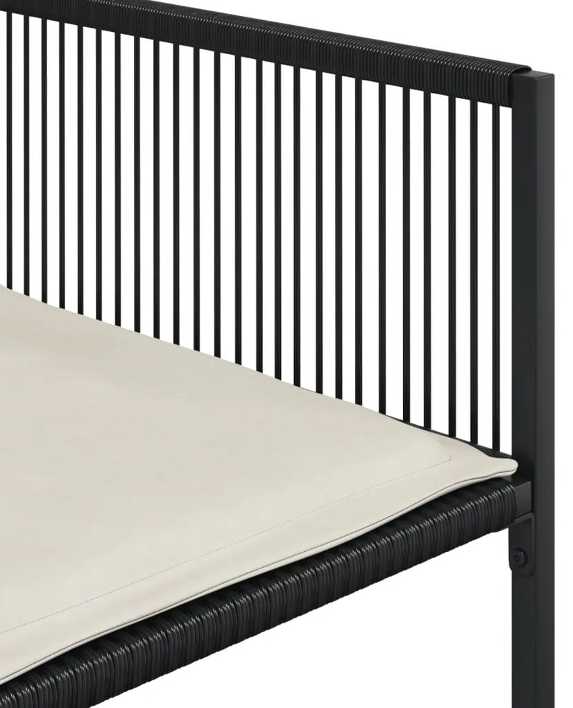 17 pcs conjunto de jantar p/ jardim c/ almofadões vime PE preto