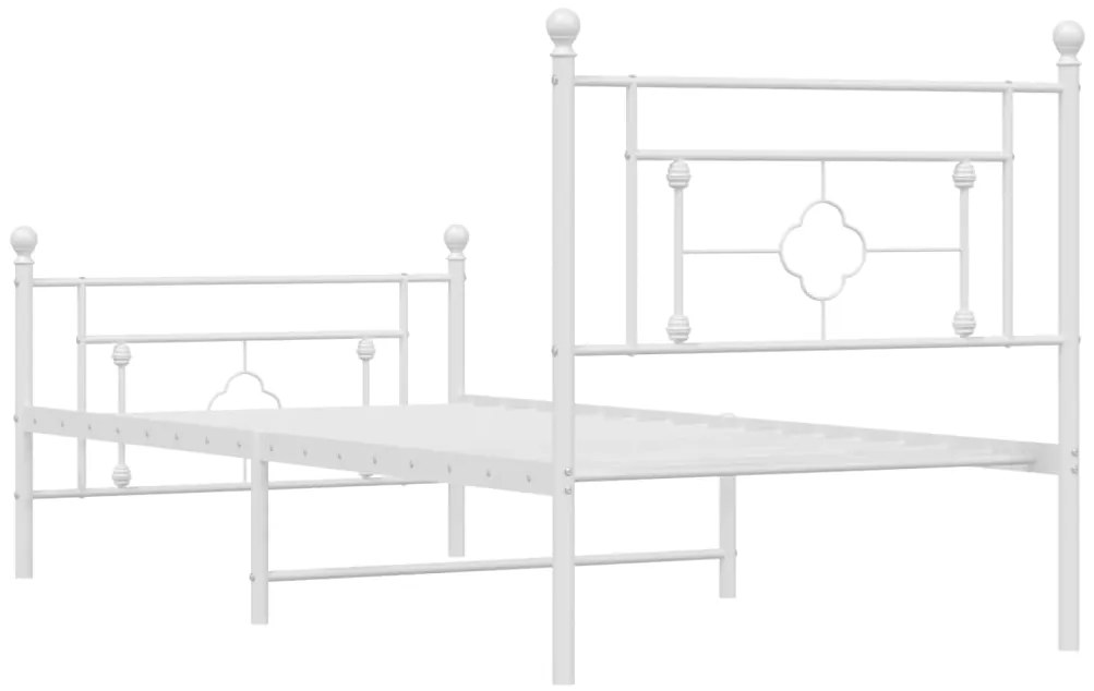 Estrutura de cama com cabeceira e pés 90x200 cm metal branco