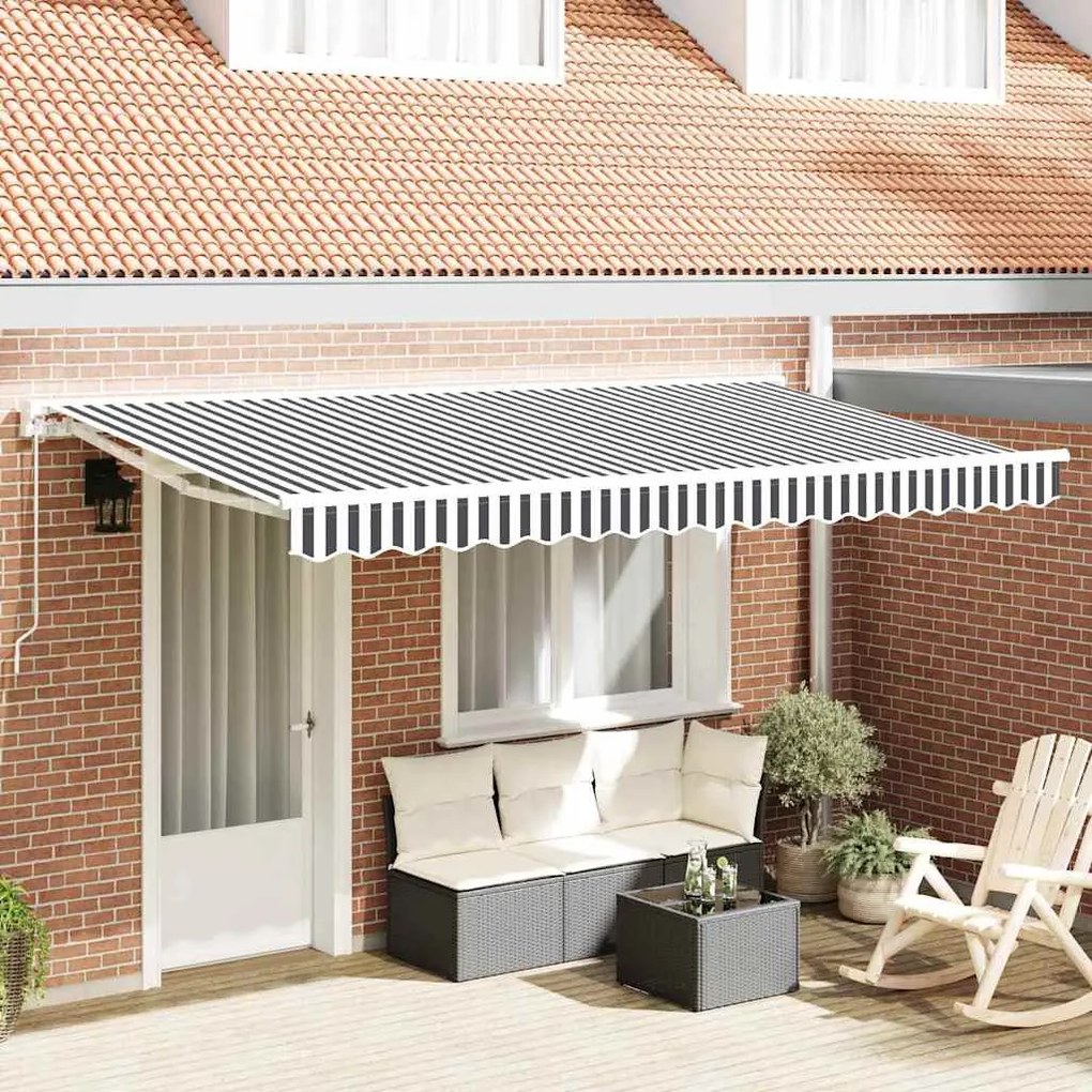 vidaXL Toldo Retrátil Manual Antracite e Branco 400x200 cm