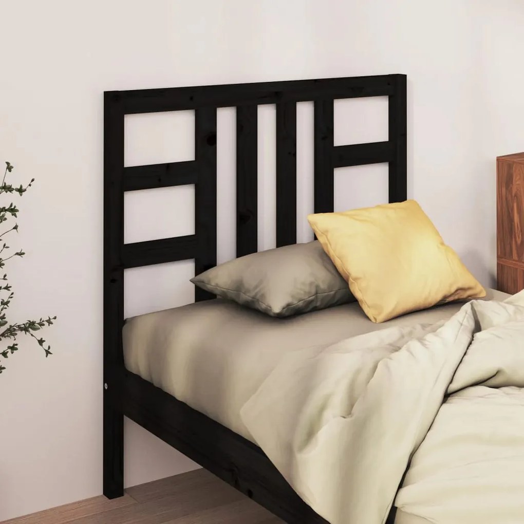 Cabeceira de cama 106x4x100 cm pinho maciço preto