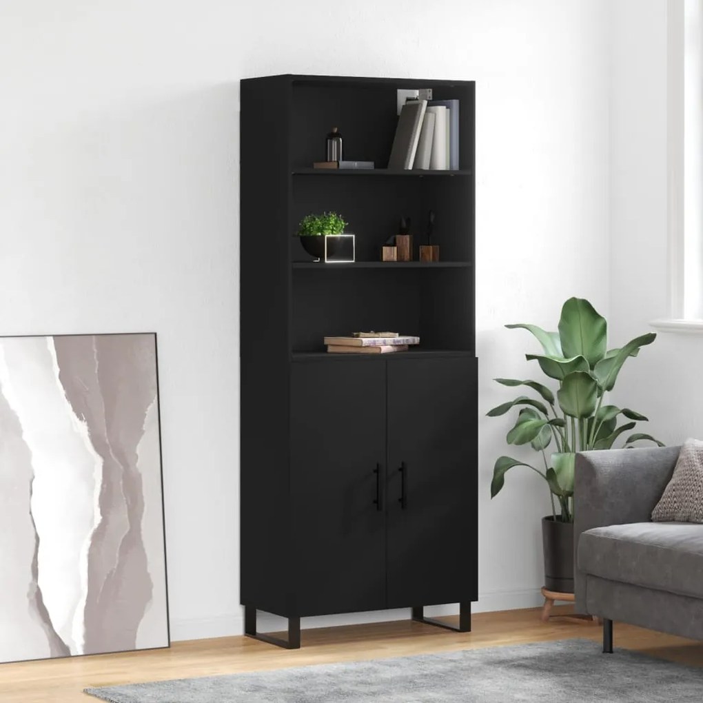 vidaXL Armário alto 69,5x34x180 cm derivados de madeira preto