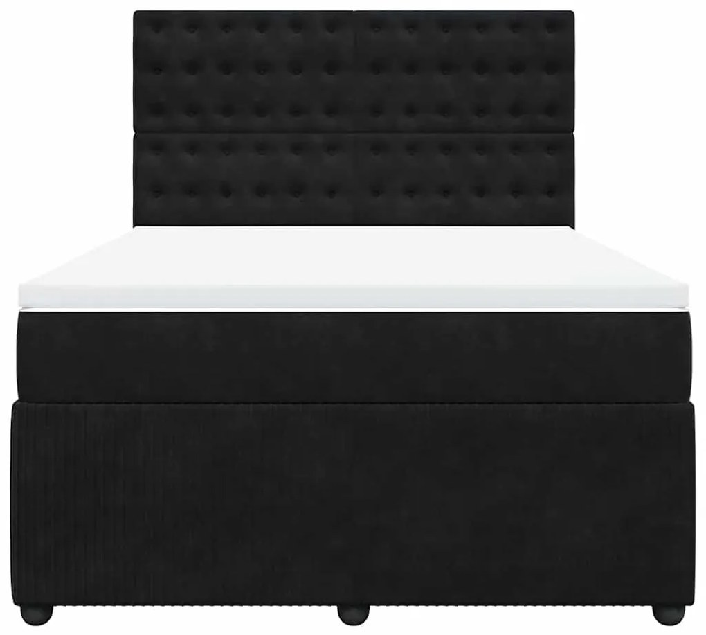 Cama com molas/colchão 160x200 cm veludo preto