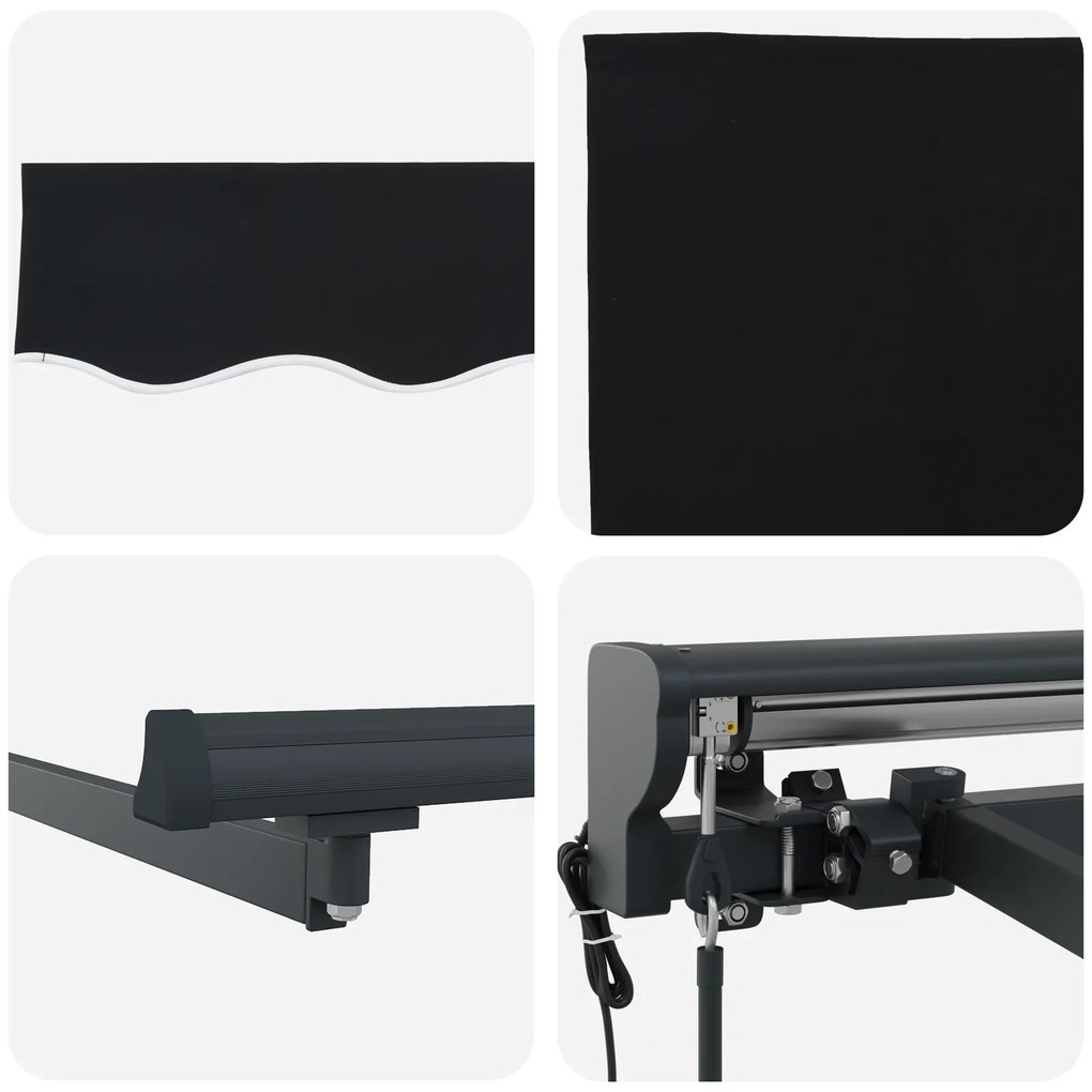 Toldo Retrátil Automático Preto 450x300 cm