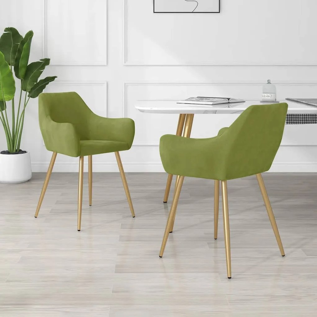vidaXL Cadeiras de jantar 2 pcs veludo verde-claro