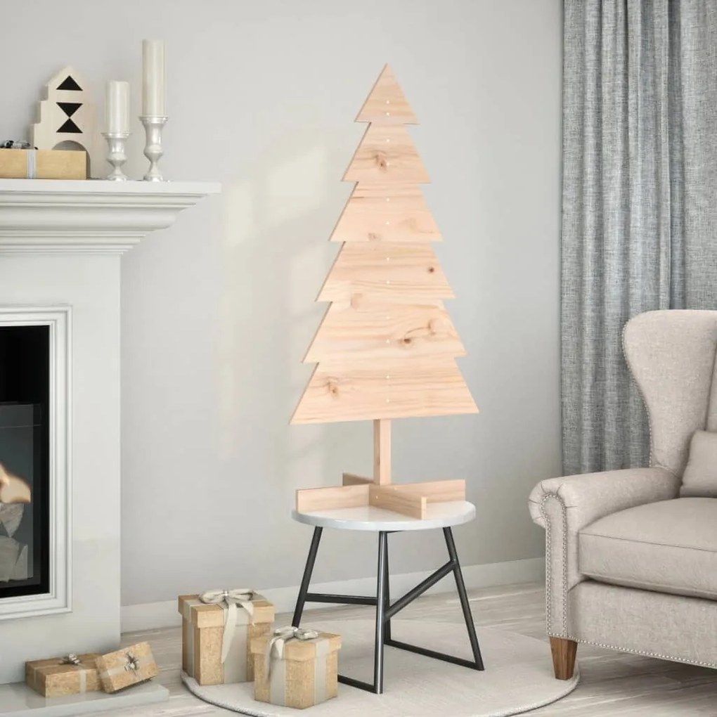 Árvore de Natal decorativa 120 cm madeira de pinho maciça