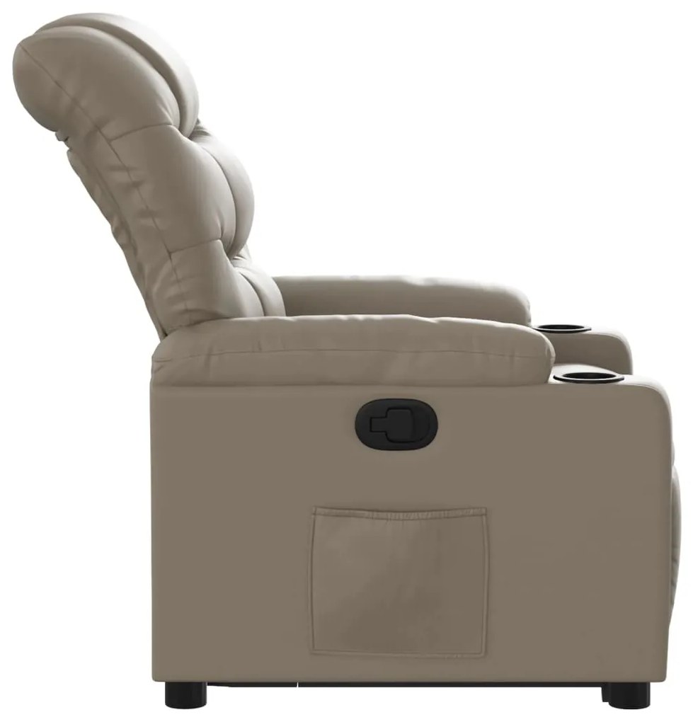 Poltrona reclinável elevatória couro artificial cor cappuccino