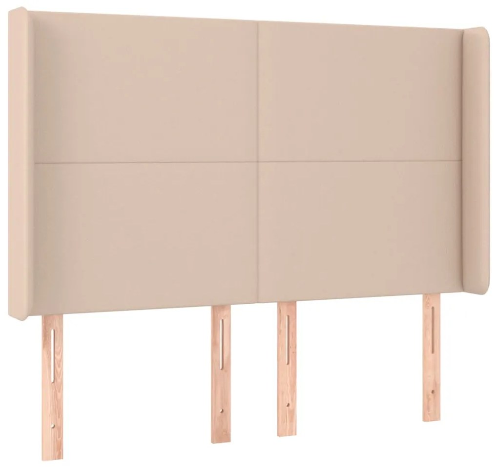 Cabeceira cama c/ LED couro artif. 147x16x118/128 cm cappuccino