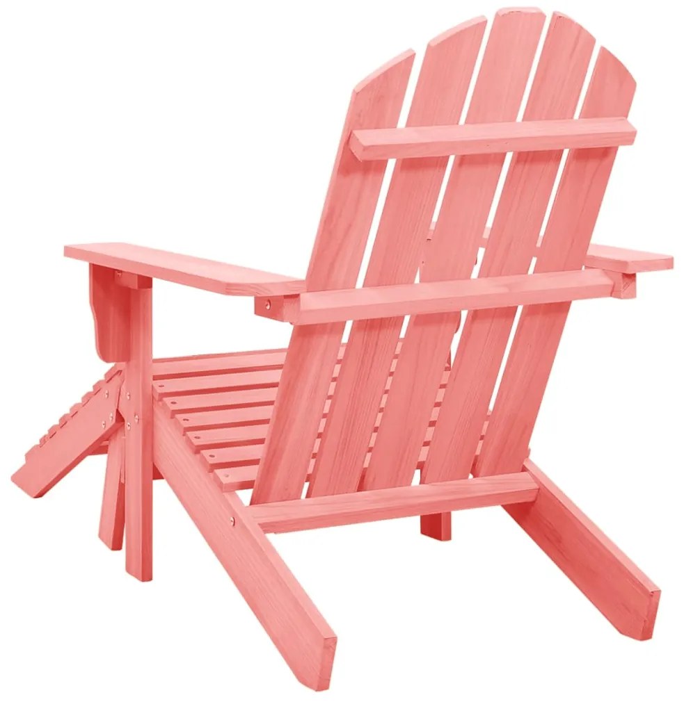 Cadeira Adirondack para jardim com otomano abeto maciço rosa