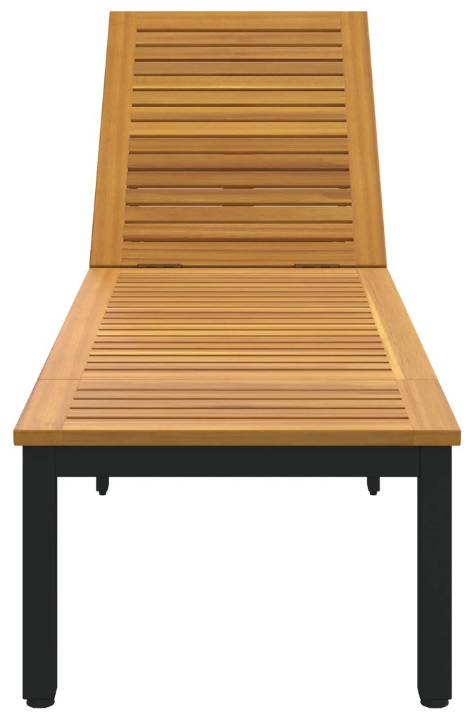 Espreguiçadeira Preta 200x55x35 cm Madeira Acácia Maciça