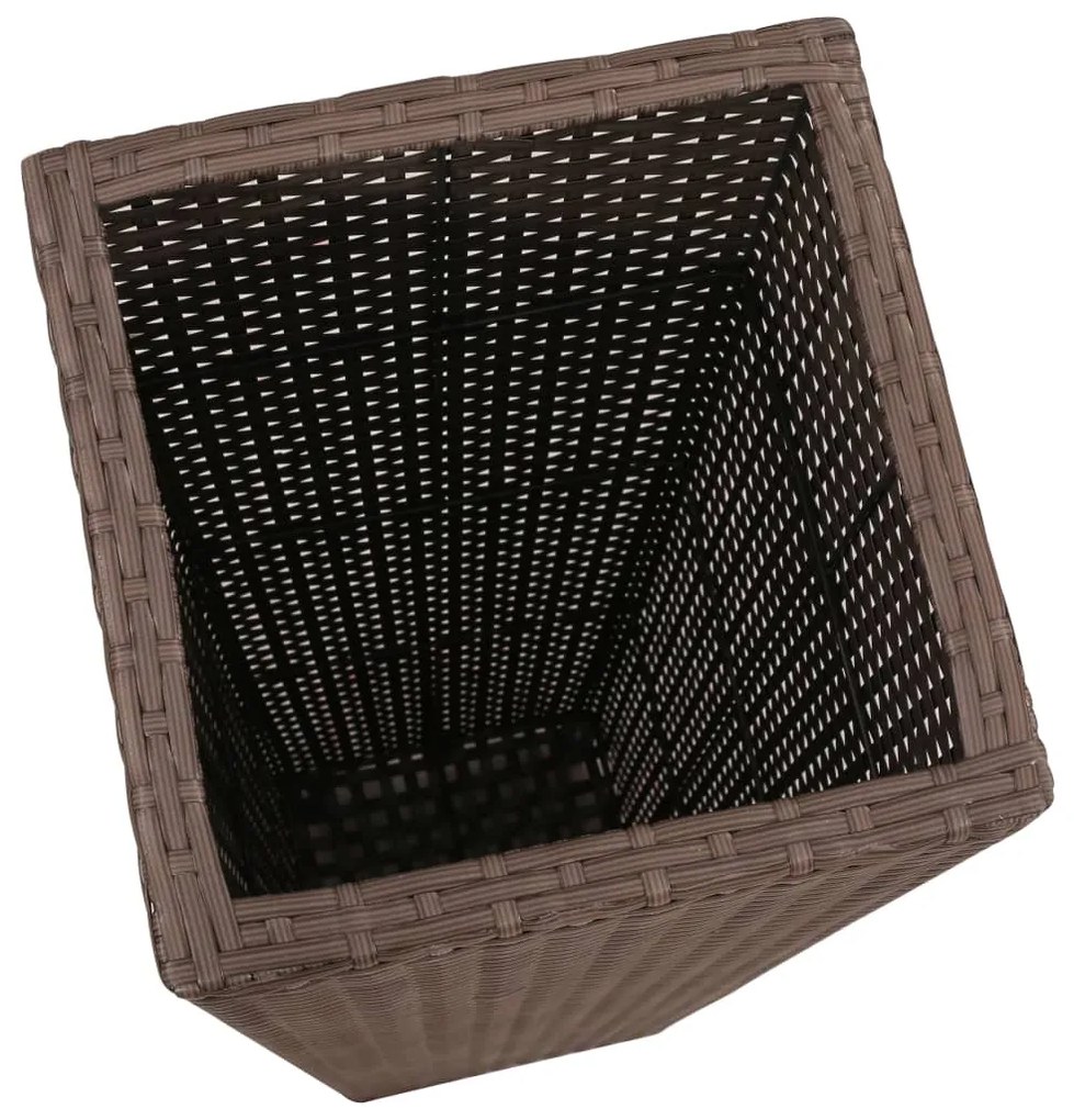 Floreiras de jardim altas 3 pcs vime PE castanho