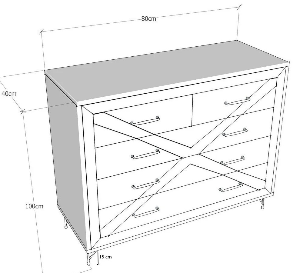 Cômoda Comfort – Antracite Oak – 80x100x40 cm