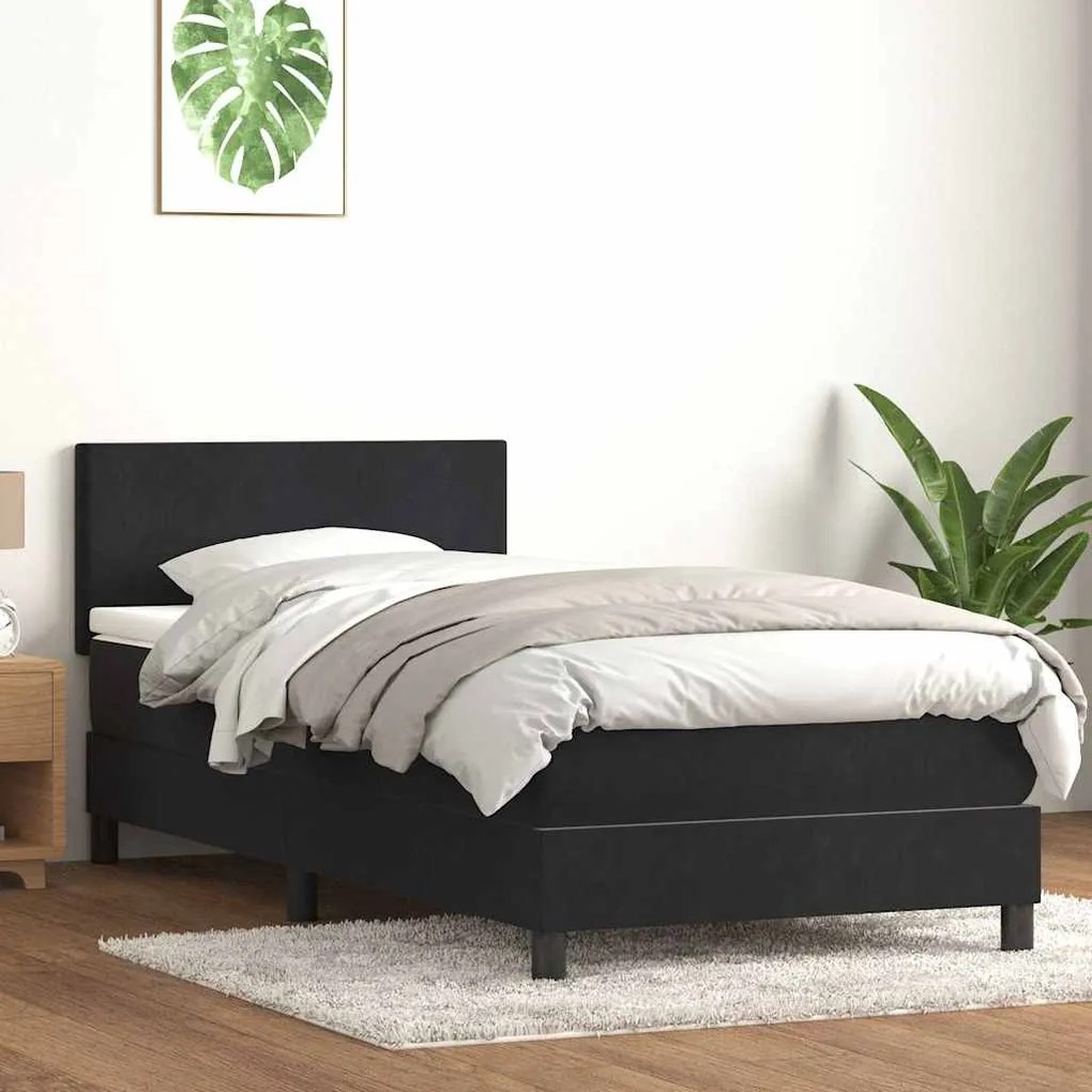vidaXL Cama box spring c/ colchão e LED preto 80x210 cm veludo