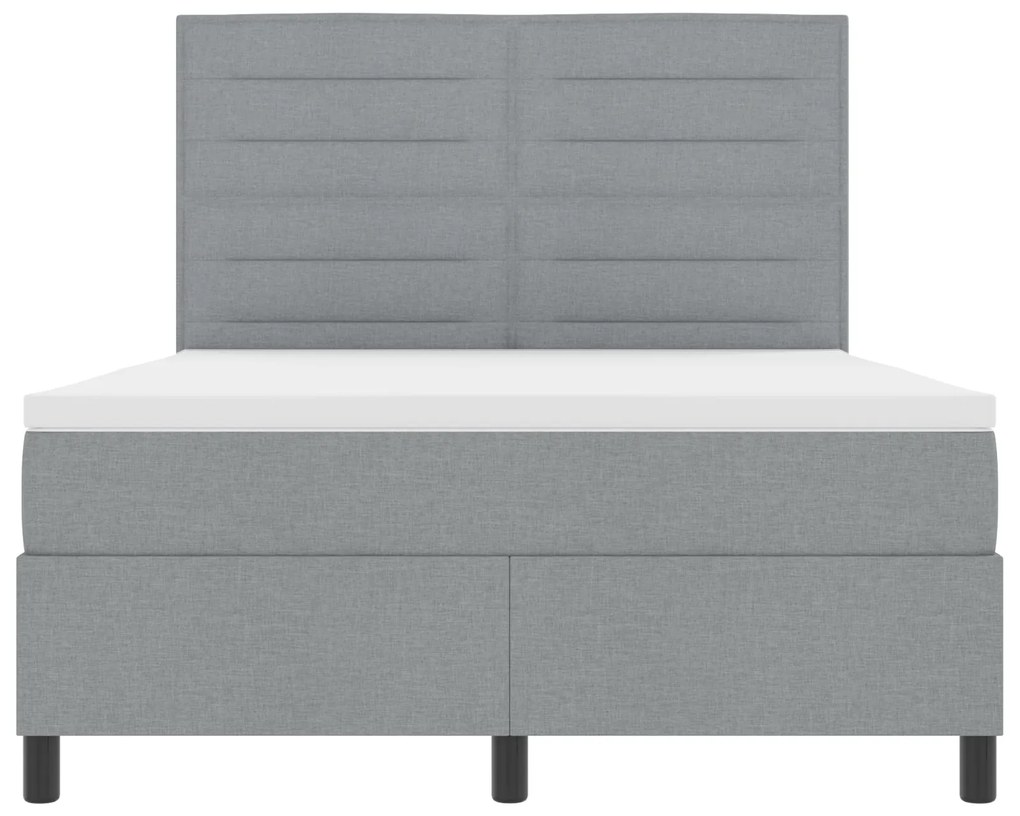 Cama Box Spring com Colchão Cinza Claro 140x200 cm Tecido