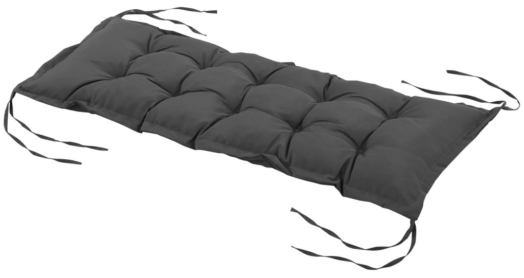 Almofada para Banco de Jardim (NÃO INCLUIDO) Acolchoada 100x40x10 cm  para Interior e Exterior com Cintas de Fixação Cinza Escuro