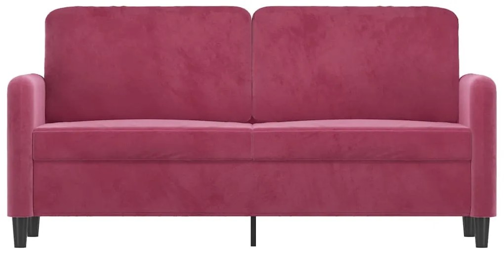 Sofá de 2 lugares veludo 140 cm vermelho tinto