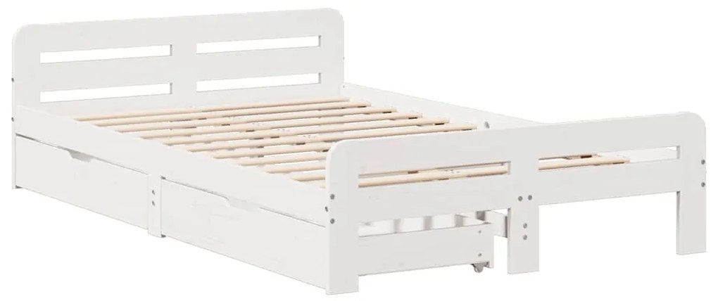 Cama sem colchão 135x190 cm madeira de pinho maciça branco