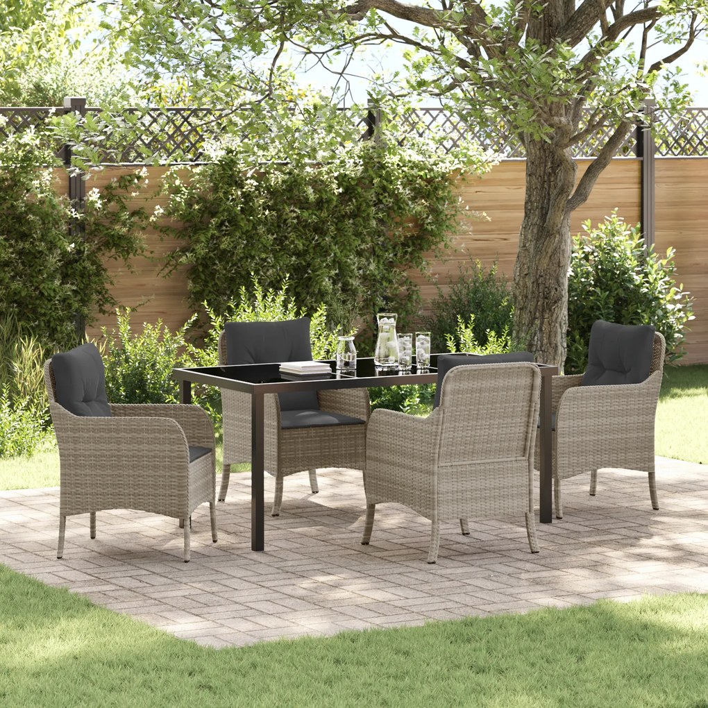 Conjunto de Jantar de Jardim com Almofadas Cinza Claro Vime PE