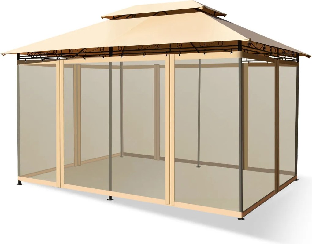 Pérgola de Jardim "FREJA" com Toldo Duplo e Rede Mosquiteira – Estrutu