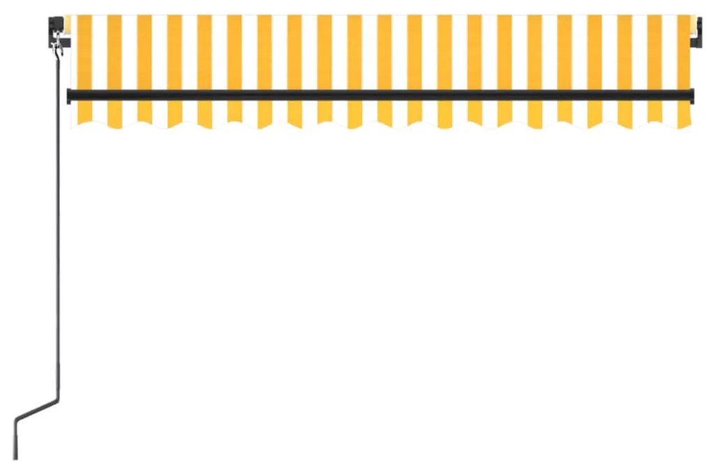 Toldo retrátil manual 350x250 cm amarelo e branco