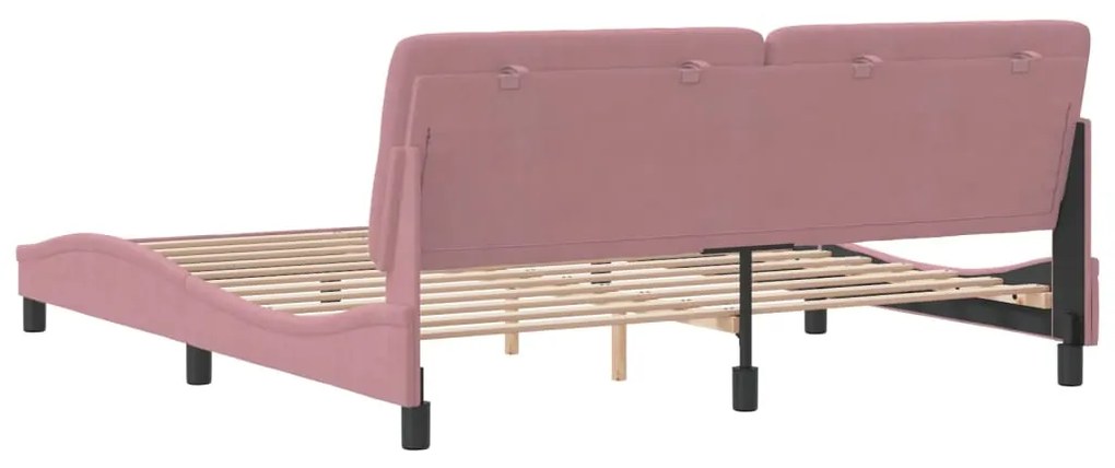Estrutura de cama c/ cabeceira 180x200 cm veludo rosa