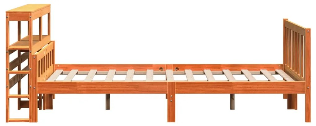 Estrutura cama c/ cabeceira 160x200cm pinho maciço castanho-mel