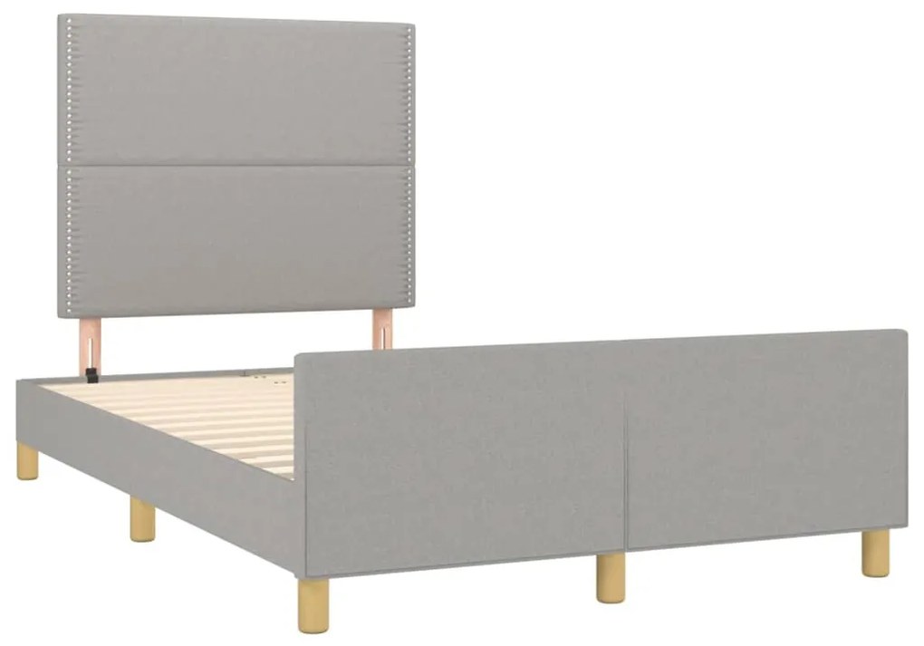 Estrutura de cama sem colchão 120x200 cm tecido cinzento-claro