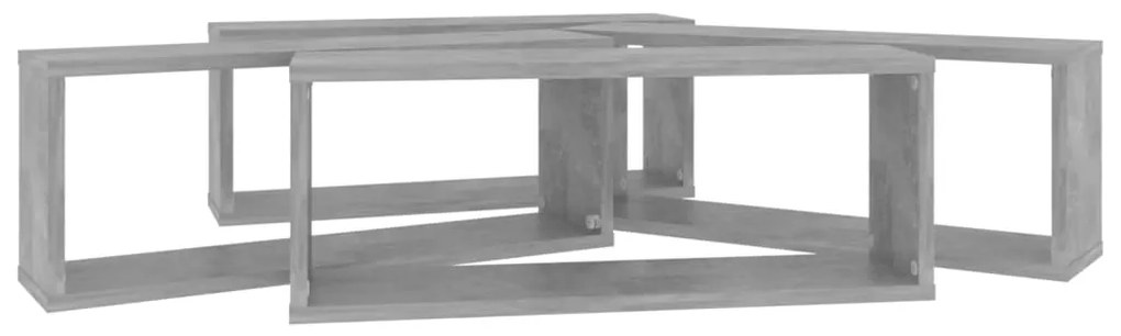 Prateleiras parede forma de cubo 4 pcs 60x15x23cm cinza cimento