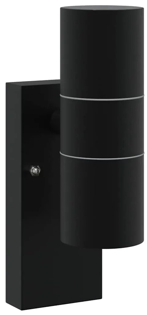 Luzes de Parede Externas 2 pcs Aço Inoxidável Preto IP44