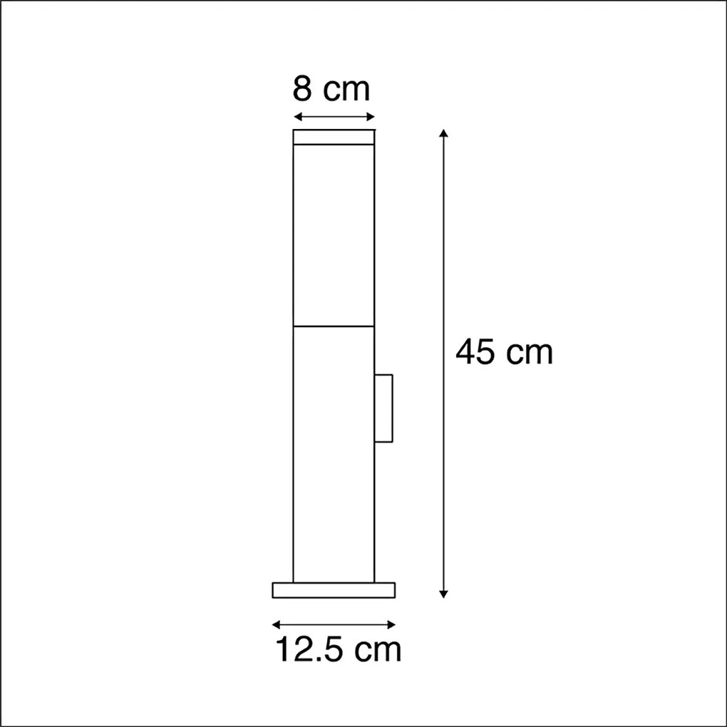 Candeeiro de exterior em aço com tomada IP44 - Malios com estaca de terra e prensa-cabos