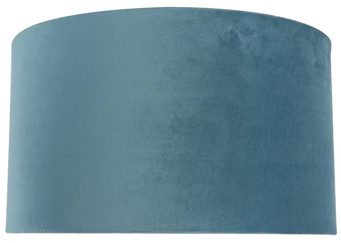 Abajur em veludo azul 35/35/20 com interior dourado