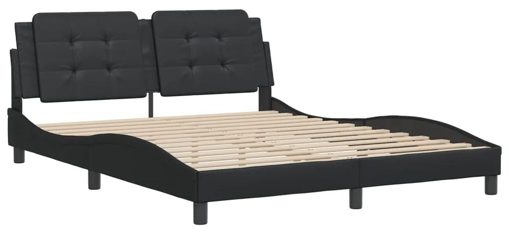 Estrutura cama c/ cabeceira 160x200 cm couro artificial preto