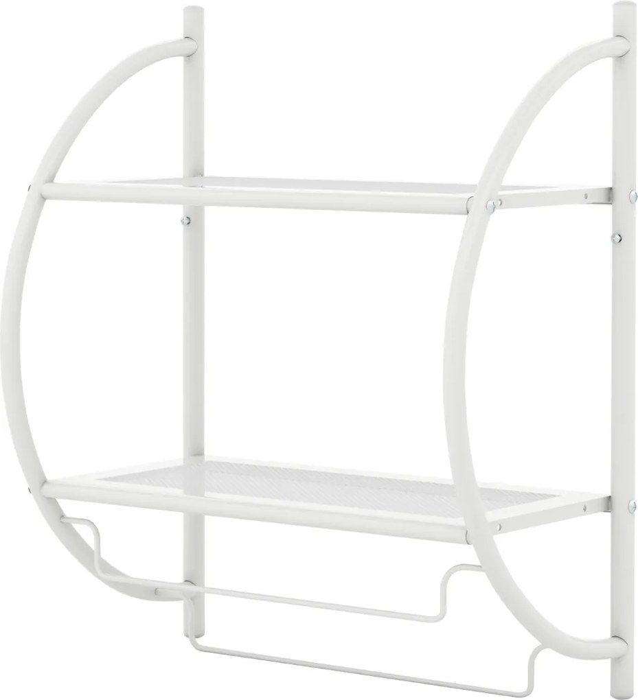 Toalheiro de parede 45 x 26 x 55 cm (C x L x A) com barra e 2 prateleiras para Casa de Banho Branco