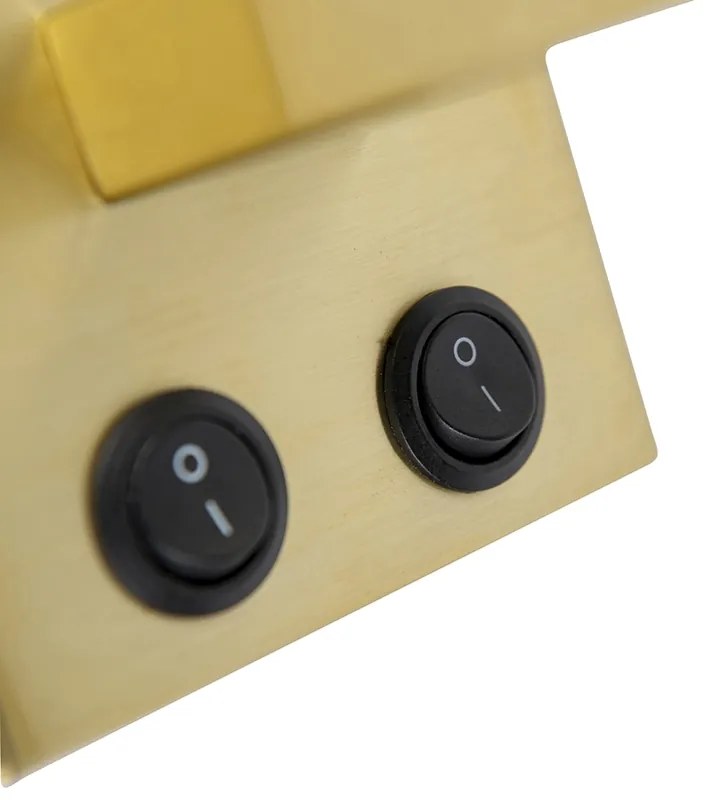 Candeeiro de parede Art Déco dourado com abat-jour branco - Brescia