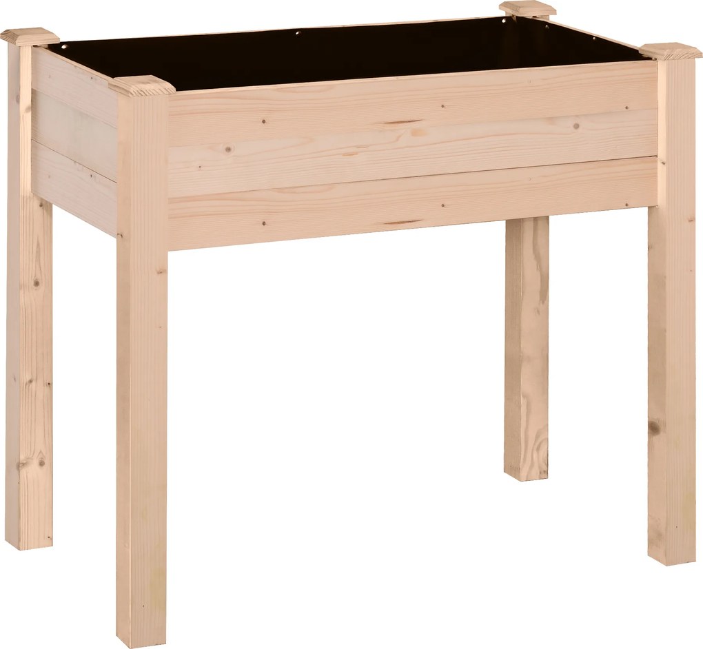 Outsunny Horta Elevada de Madeira com Tecido não Tecido e 4 Orifícios de Drenagem para Cultivo 86x46x76cm Madeira | Aosom Portugal