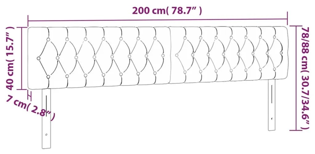 Cabeceira de Cama Paris em Veludo de 200 cm - Cinzento Escuro - Design