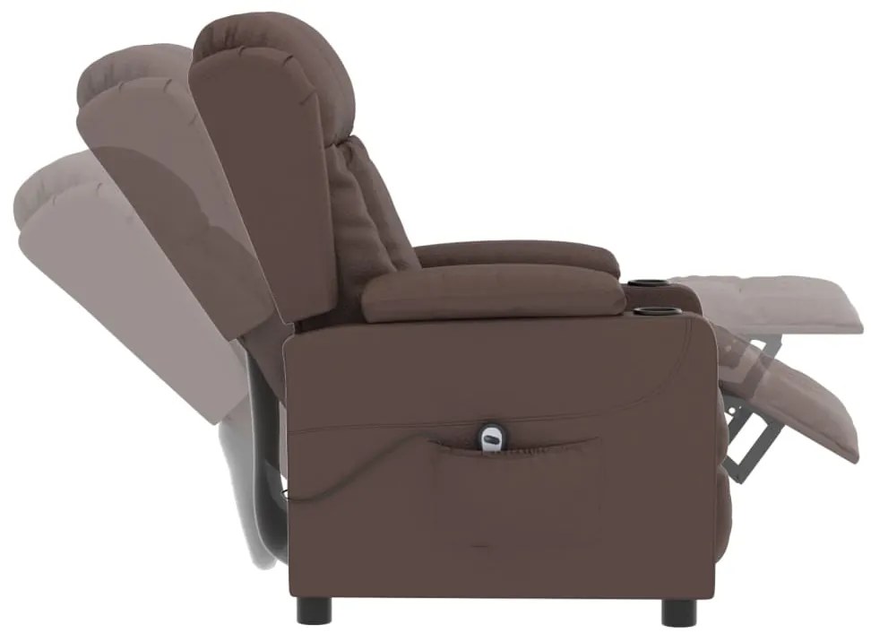Poltrona reclinável elétrica couro artificial castanho