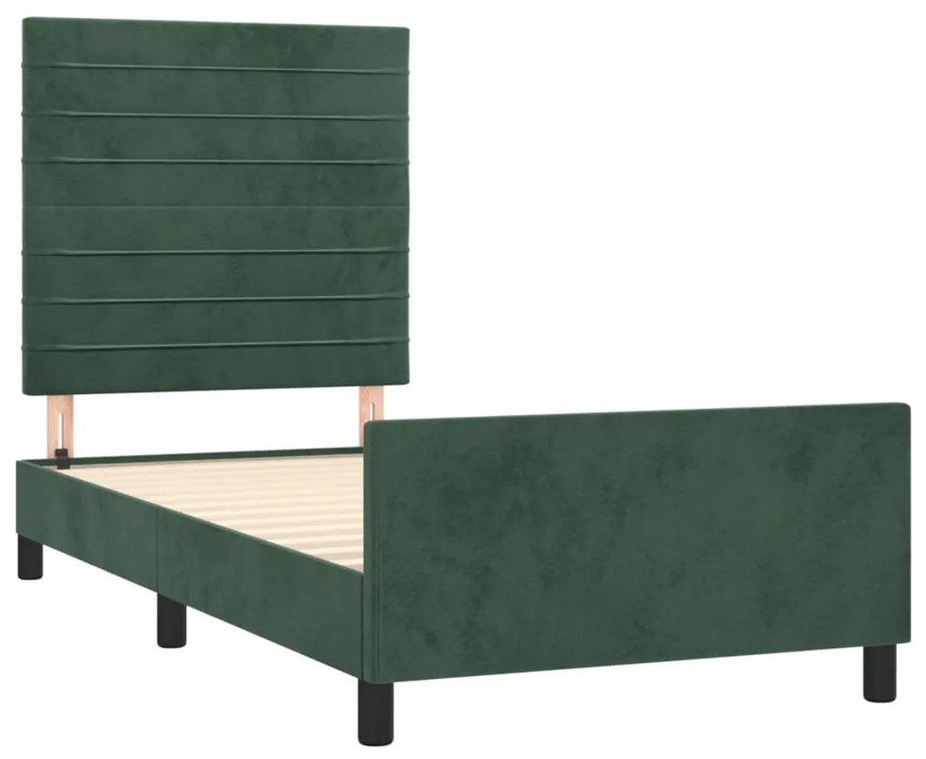 Estrutura de cama c/ cabeceira 80x200 cm veludo verde-escuro