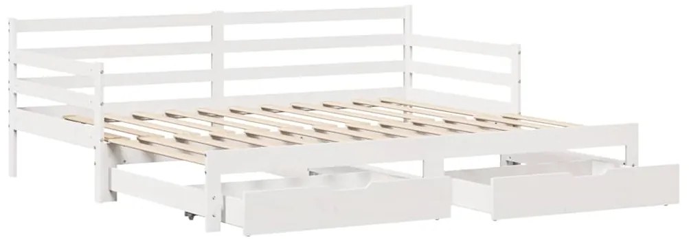Sofá-cama com gavetão e gavetas sem colchão 90x190 cm branco