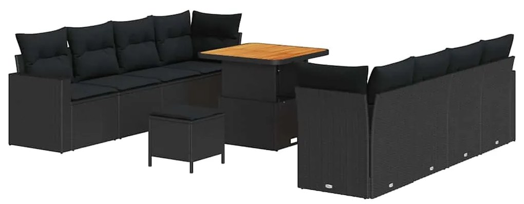 Conjunto de Sofás de Jardim de 11 Peças com Almofadas, em Rattan de Po