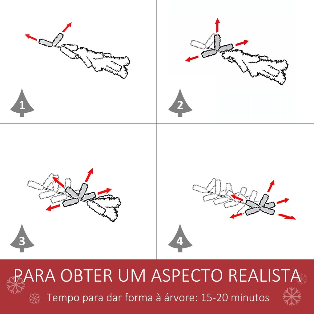 HOMCOM Árvore de Natal Artificial 120cm com 239 Ramas 27 Pinhas e 27 F