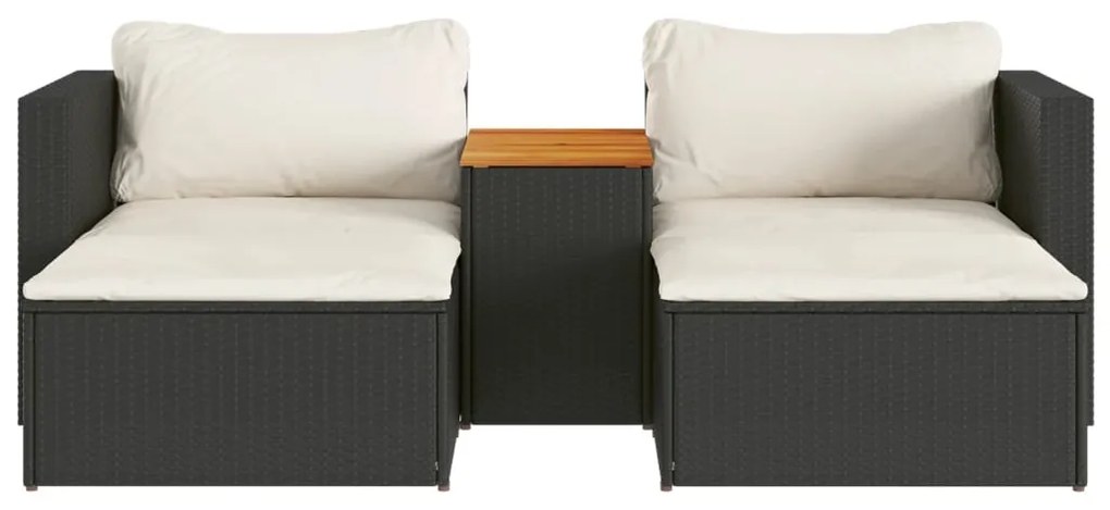 5 pcs conjunto sofás de jardim com almofadões acácia e vime PE