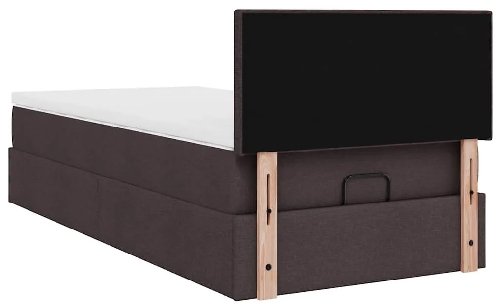Cama otomana com colchão 90x200 cm tecido castanho escuro