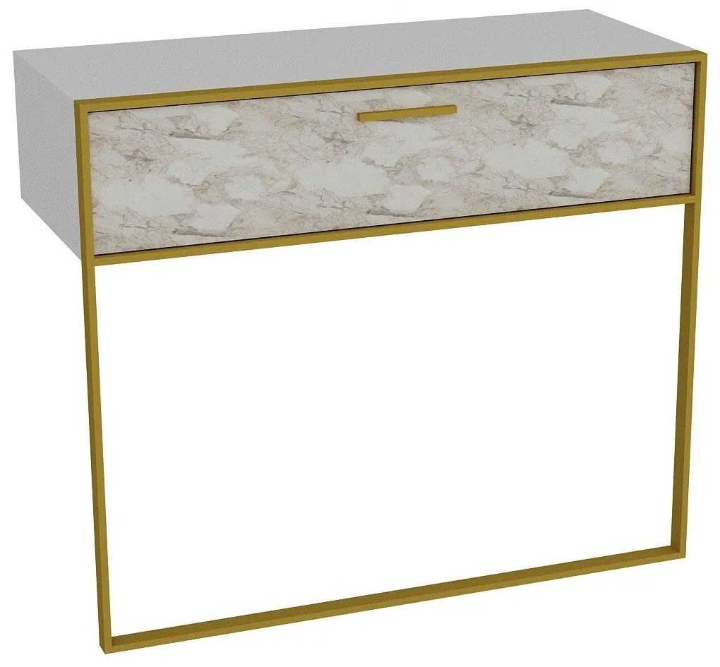 Aparador Polka – Dourado e Branco – 90 cm x 76,8 cm x 38,5 cm