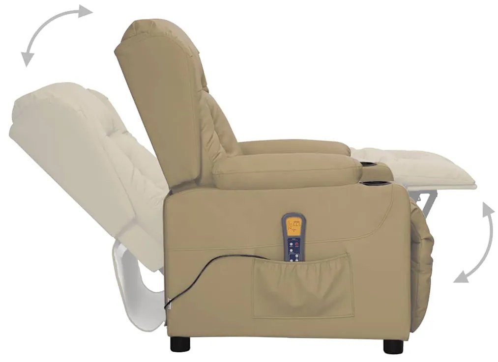 Poltrona de massagens elevatória couro artificial cappuccino