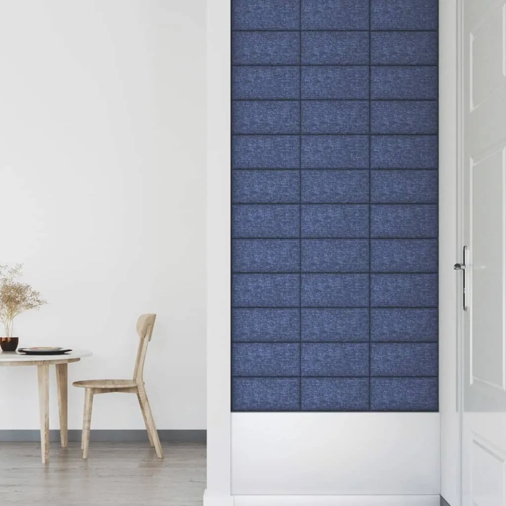 Painel de parede 12 pcs 30x15 cm tecido 0,54 m² azul