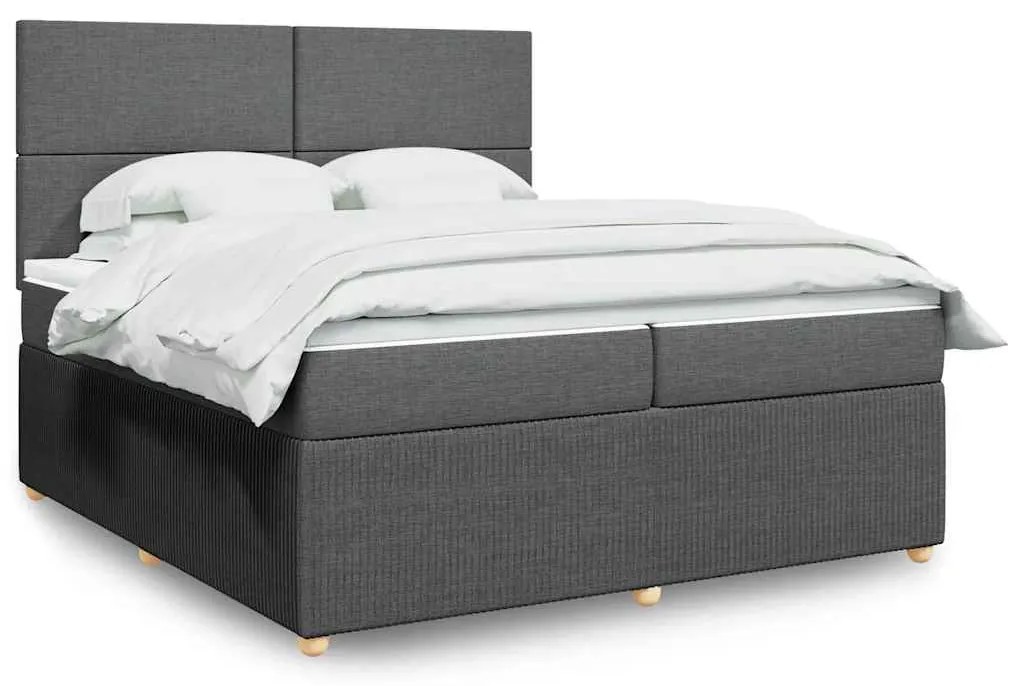 Cama com molas/colchão 200x200 cm tecido cinzento-escuro