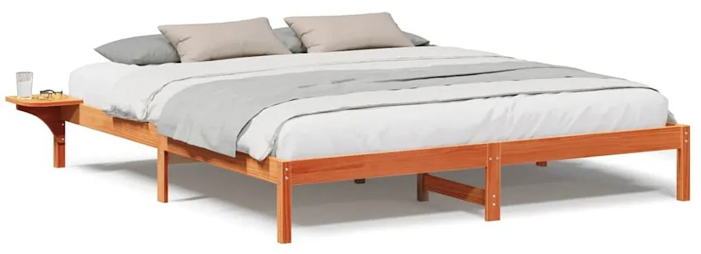 Estrutura de cama com mesas de cabeceira Castanho-mel
