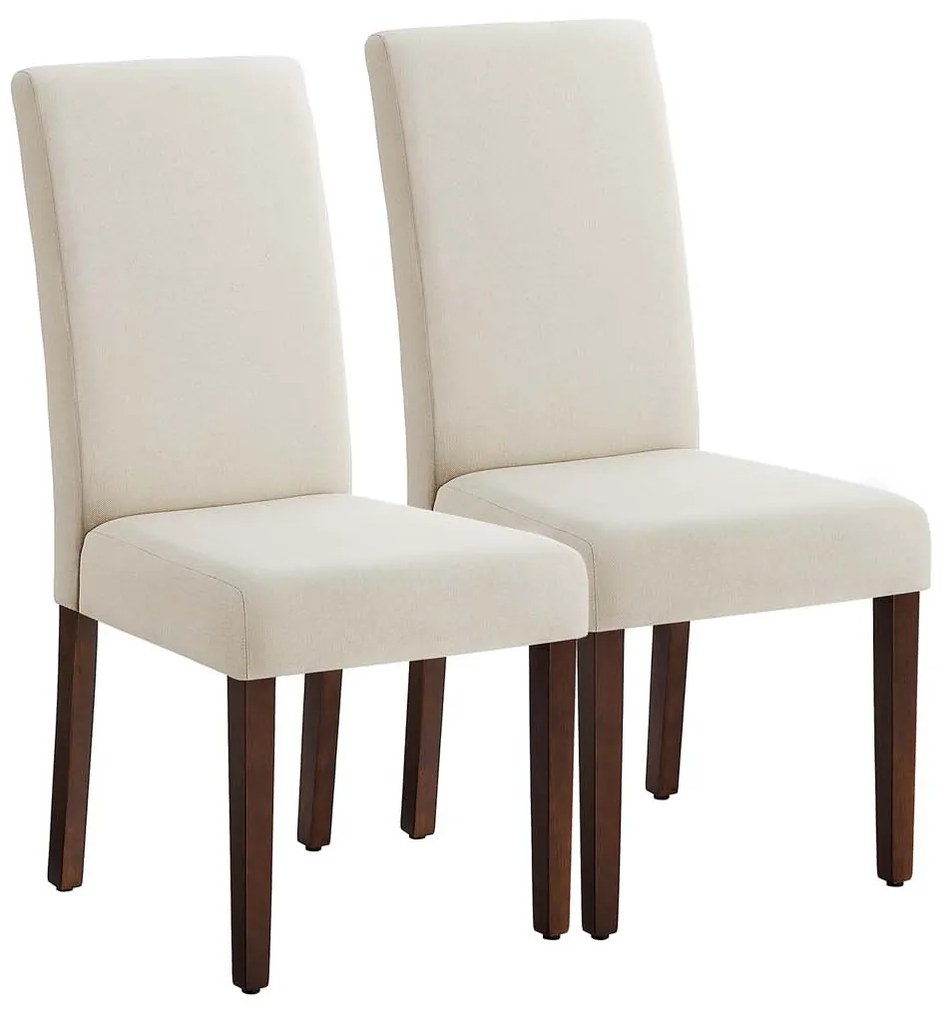 Conjunto de 2 cadeiras de sala de jantar com encosto alto e almofada confortável branco creme